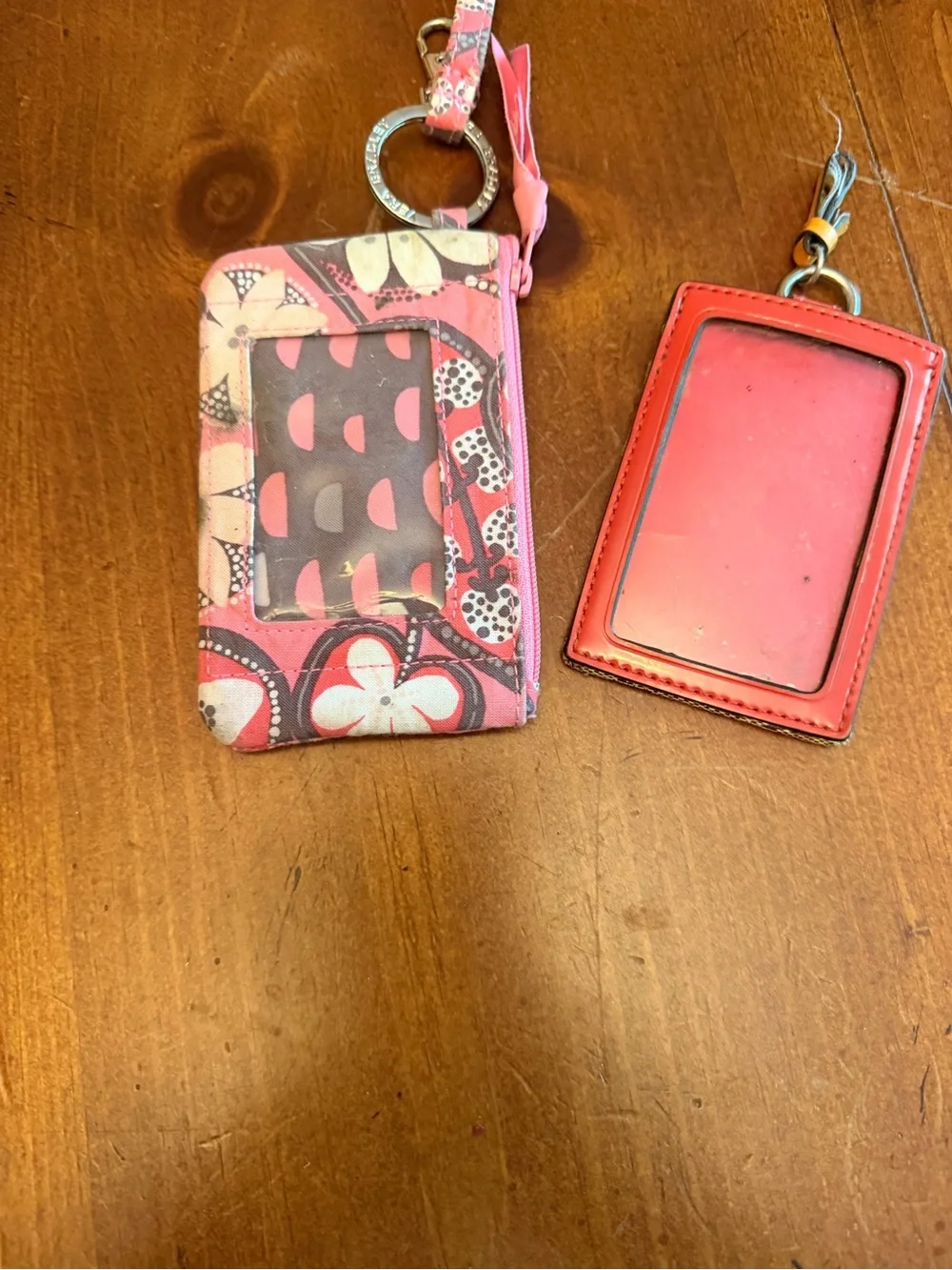 Coach Tan Signature Card Holder with Coral Trim